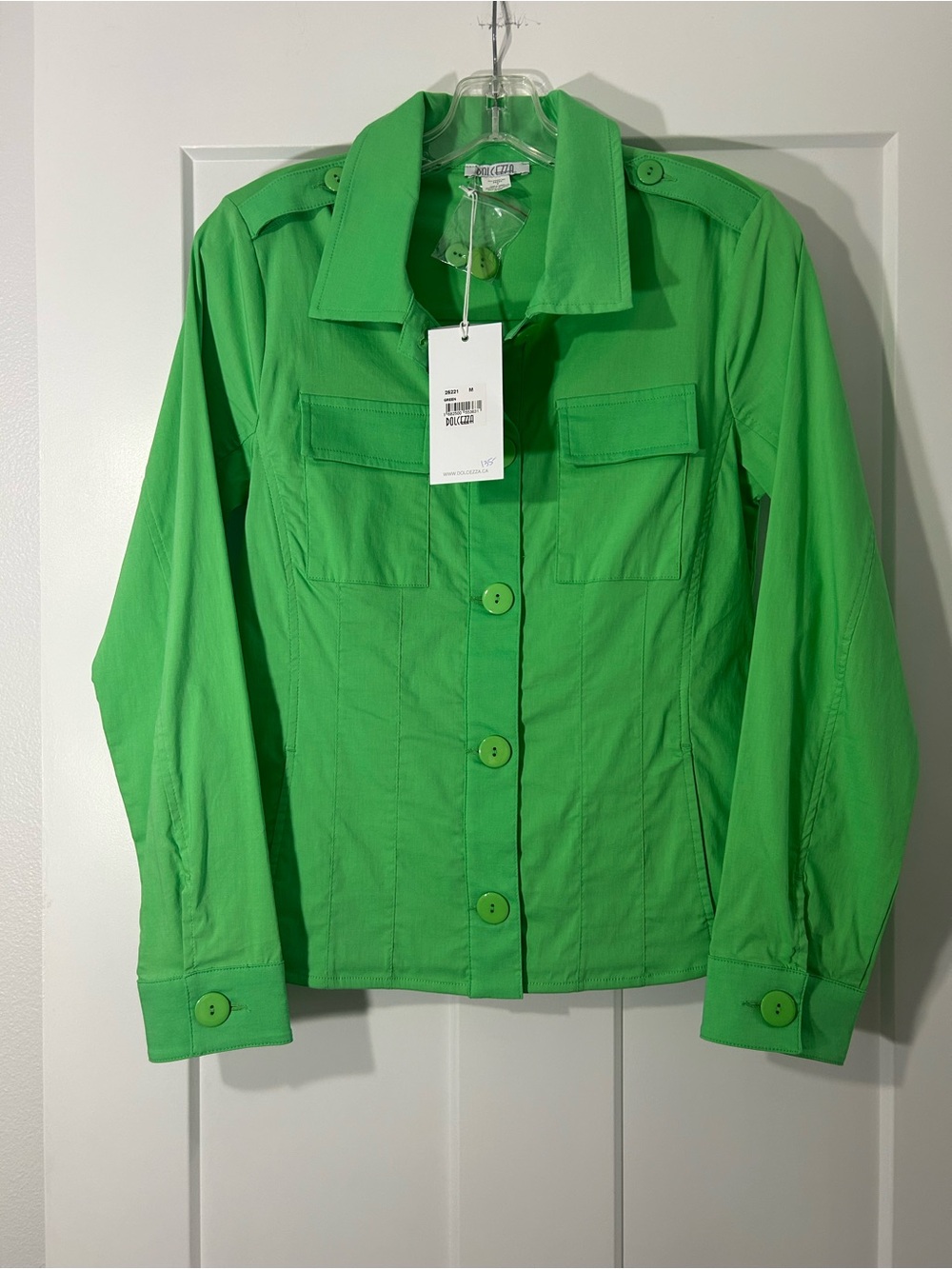 Bright Green Utility Jacket with Button Front